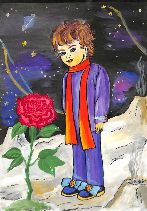 Удод Наталья, 17 лет. 
"Неизвестная планета" рисунок к произведению А. Экзюпери "Маленький принц"